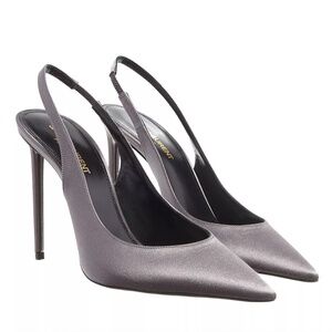 Saint Laurent Zoe Slingback Pumps 39.5 Storm Gray